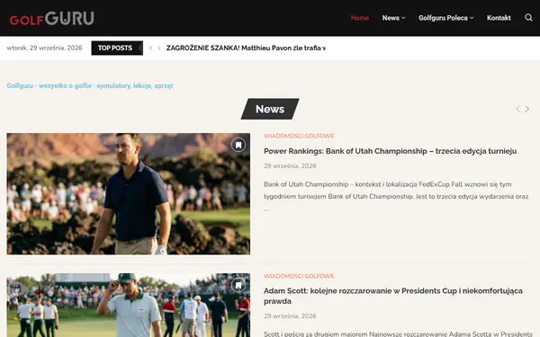 Strona golfguru.pl, polskiego portalu o golfie